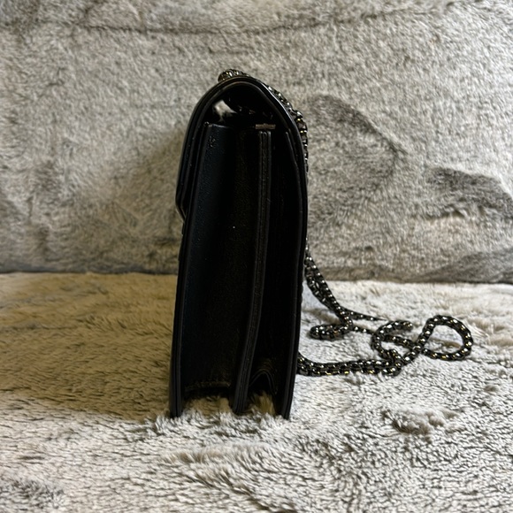 Studded Black Purse With Two Way Chain Strap - Picture 2 of 6